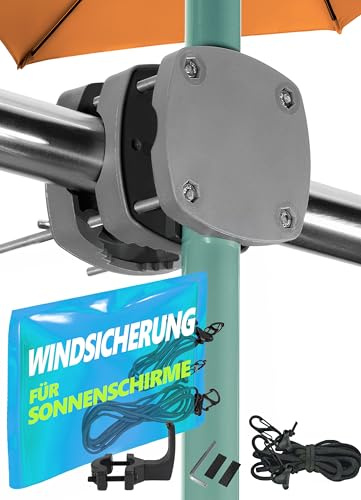 4smile Sonnenschirmhalter Balkongeländer SunnyBoy 3.0 + Windsicherung für Sonnenschirme - Sonnenschirm Halterung Balkon - Schirmhalterung Balkongeländer als Sonnenschirmständer Balkon, Anthrazit