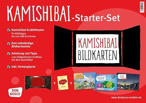 Kamishibai Starter Set zum Angebotspreis: Komplettes Erzähltheater + 3 Bildkartensets + Anleitung für den schnellen Einstieg. Geeignet für Kinder von ... (Zubehör für das Erzähltheater Kamishibai)