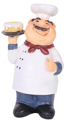 Toyvian Tortenbäcker Ornament aus Kunstharz für Küche und Zuhause, Weiß | Kleiner Skulptur mit Kreativer Ausführung, Dekorativ und Tragbar, für Bar, Café, Laden