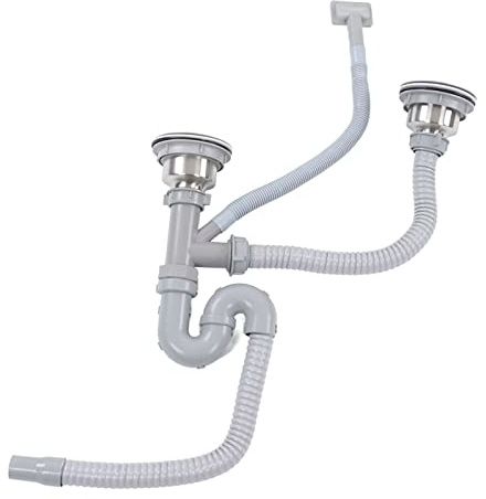 Ejoyous Drain Pipe Kitchen Sink, Drain Set for Double Sink 12 piece Sink Siphon Set for Kitchen S shaped Flexible Drain Hose, for Washbasin Sink Bathroom