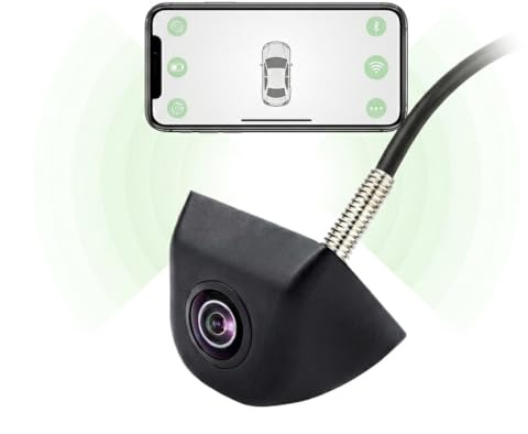 Telecamera Retromarcia WiFi 5G – HD 720p, Visione Notturna, Grandangolo 170°, Impermeabile IP68, Compatibile Android/iOS, Connessione Senza Fili Smartphone, Mini Telecamera Auto