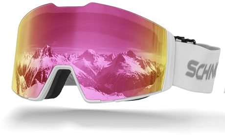 SCHNORR Skibrille Edge | Full REVO verspiegelt, Anti-Fog, UV400, 45 mm Band Skibrille Männer, Ski Brille Frauen, Snowboardbrille, schlechtes Wetter, Schibrille, Skiing Goggles