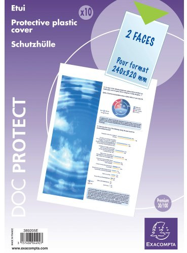 Exacompta 389205E Dokumentenschutzhüllen (DIN A4, aus PP 300µ, praktisch und belastbar) 10er Pack kristall
