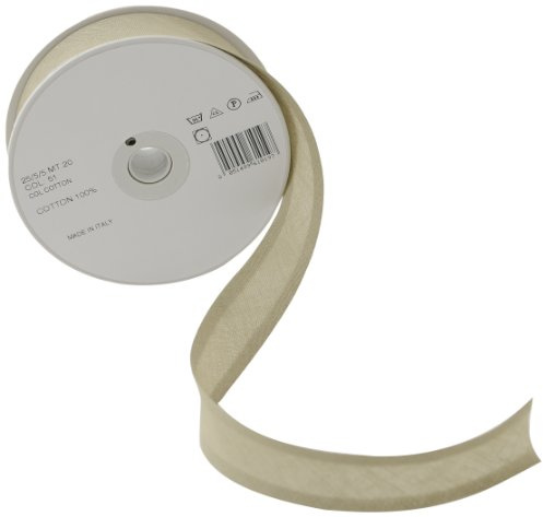 Inastri Trimz 25/5/5 mm Cotton Bias Binding, Ecru 51 – Double‑Fold Sewing Tape for Quilting, Dressmaking & DIY Crafts