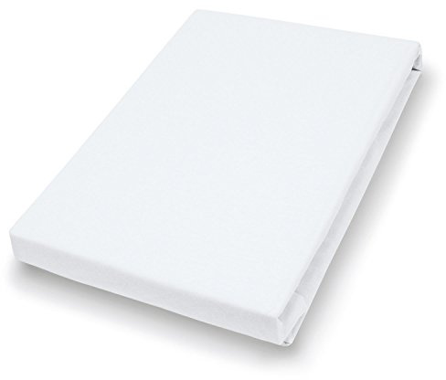 Hahn Elastan-Feinjersey Spannbetttuch, Weiß 140-160 x 200 cm