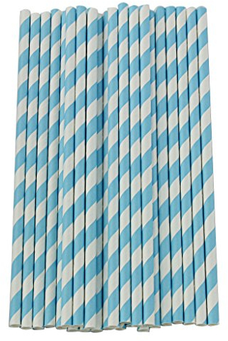 Lot de 25 pailles en papier, mariage, Noël, fête, décoration, bleu, taille unique