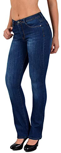 ESRA Bootcut Jeans Damen High Waist Jeans Damen Stretch Schlaghose bis Übergröße B700