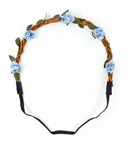Oblique-Unique® Blumen Haarband Stirnband Blumenkranz Haarschmuck Kopfschmuck Bohemia Style - Farbe wählbar - (Hellblau)