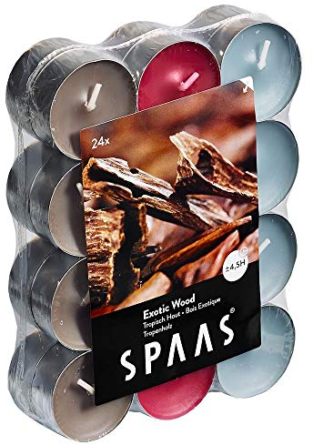 SPAAS 24 Bougies chauffe-plats parfumées couleurs assorties, ± 4,5 heures - Exotic Wood