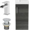 AURORA® 400mm Bathroom Vanity Unit Ceramic Wash Sink Floorstanding Storage Cabinet Reversible Soft Close Cupboard & Chrome Waterfall Basin Mixer Tap & Waste Set, Charcoal Grey
