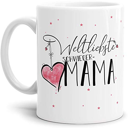 Tasse mit Spruch für die Weltliebste Schwiegermama - Kaffeetasse/Familie/Geschenk-Idee/Mug/Cup/Weiss