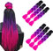 Jumbo Lot de 6 extensions de cheveux synthétiques, colorées, résistantes à la chaleur, pour le bricolage, tresses ombrées de couleurs violettes, 100 g/pièce, 60 cm …