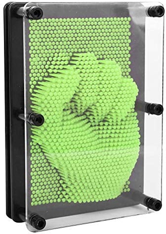 Nagelbrett, 3D Klon Pin Art Spielzeug Klassische Pin Skulptur Bord für Kinder Erwachsene Kunststoff Hand Gesicht Modell Büro Dekoration(Grün)