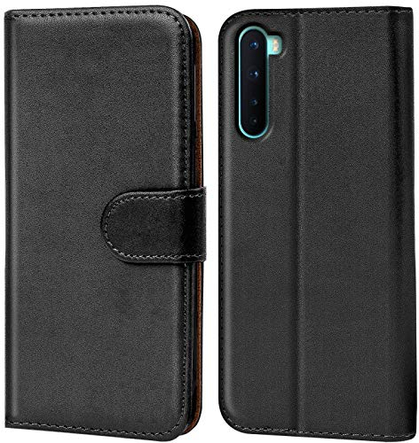 Verco Handyhülle für OnePlus Nord Hülle, Klapphülle für OnePlus Nord Tasche PU Leder Flip Case Brieftasche, Schwarz