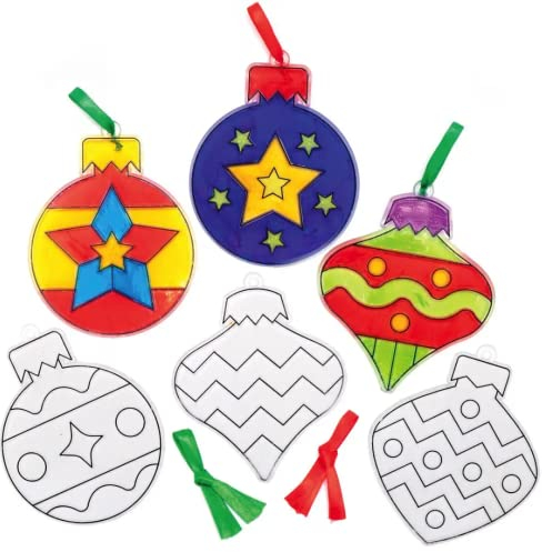 Baker Ross AX560 Décorations De Boule De Noël Attrape-Soleil - Lot de 10, Ornements De Fenêtre pour Enfants, Décorations À Suspendre pour Enfants À Décorer