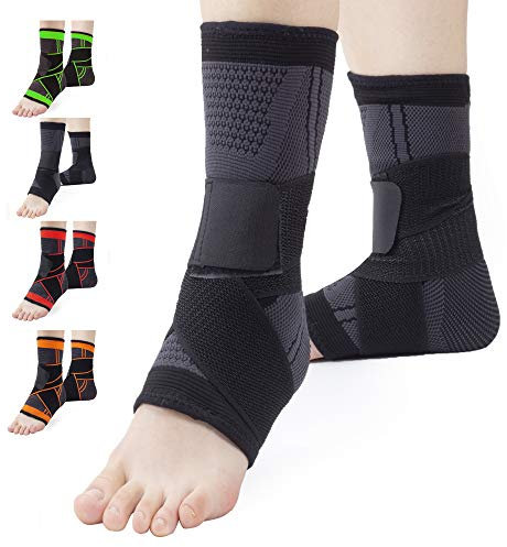 2er-Set Knöchelstütze,Sprunggelenkbandage,Fußbandage für Herren und Damen, Plantar Fasciitis Socken, Kompressionshülse mit Verstellbarem Armband ,Kompressionssocken für Sport, Fussball, Fitness
