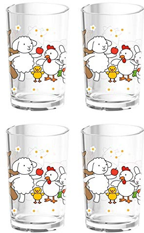 EMSA 513720 Farm Family Kindertrinkbecher, 200 ml, Hochglanzkunststoff SAN, klar (4 Stück)