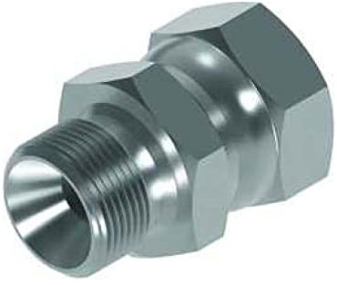 Flowfit Hydraulischer Adapter, BSP-Stecker x BSP-Schwenkbuchse, 3/8 Zoll x 3/8 Zoll, hydraulische Stahlverschraubung, Stahlkomponente