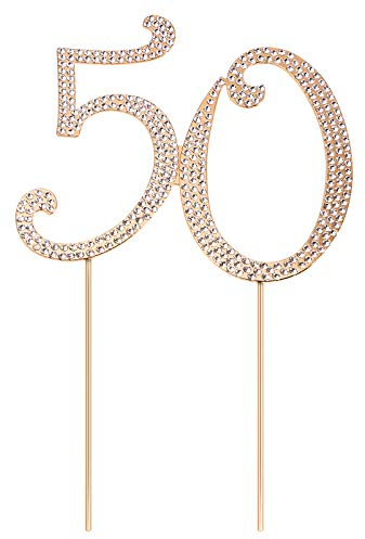 STOBOK 50 Kuchen Topper 50Th Geburtstag Cupcake Topper Glänzenden Strass Kuchen Topper für Frauen 50 Geburtstag Party Dekoration