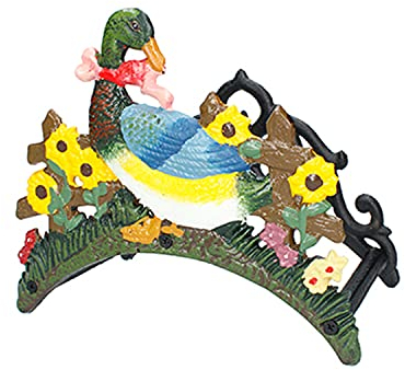 Ferrestock FSKPM013 Vintage-Schlauchhalter, Metall, aus Schmiedeeisen, lebendige Farben mit Entenmuster, 200 x 150 x 240 mm