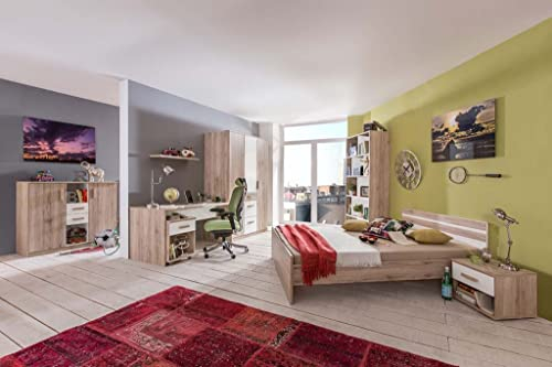 Froschkönig24 Cariba Jugendzimmer Kinderzimmer Komplettset San Remo-Eiche/Weiß 1
