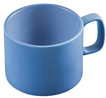 VOBAGA Coffee Mug 11 oz Tea Cup with Flat-Bottom Warming Coffee Milk for Office and Home (Light Blue)