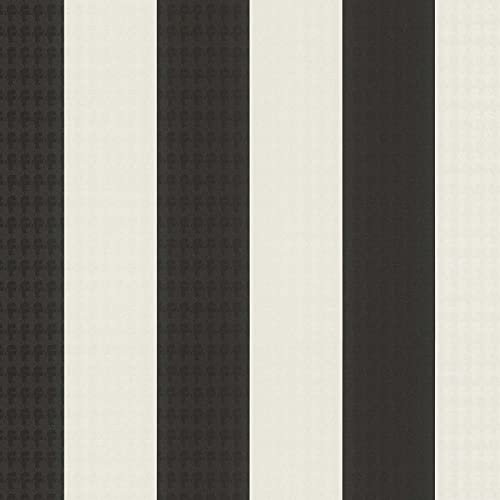 Papier peint salon moderne à rayures noir & blanc | Tapisserie rayures noire & blanche motif mode | Papier peint fashion chambre ado