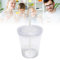 EUNEWR Tasse de voyage en plastique avec paille, double paroi hermétique en plastique transparent pour jus de fruits, smoothie, jus de fruits, café