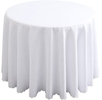 FANIVIN Polyester Tischdecke Tischtuch Tischwäsche Couchtisch Küchentischabdeckung Tafeltuch Rund Einfacher Stil Weiß Durchmesser 240CM