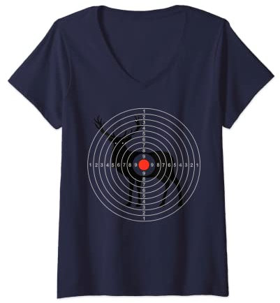 Damen Bogenschießen Bulls Eye Zielscheibe Jäger Hirsch Schleife Jagd Geschenk T-Shirt mit V-Ausschnitt
