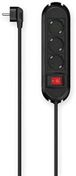Hama Multiprise 3 Prises Interrupteur Accroches Murales - 16A - 3680W (Prise Multiple Rallonge Electrique 1.5m, Securité Enfant, Gestion Câbles, Bloc 3 Prises Type F Schuko Compatible France) Noir