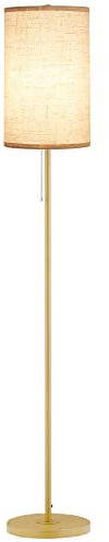 HOMCOM Lampadaire design 40 W max. piètement mât acier doré abat-jour lin crème dim. 25,5 x 25,5 x 157 cm doré et beige