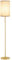 HOMCOM Lampadaire design 40 W max. piètement mât acier doré abat-jour lin crème dim. 25,5 x 25,5 x 157 cm doré et beige