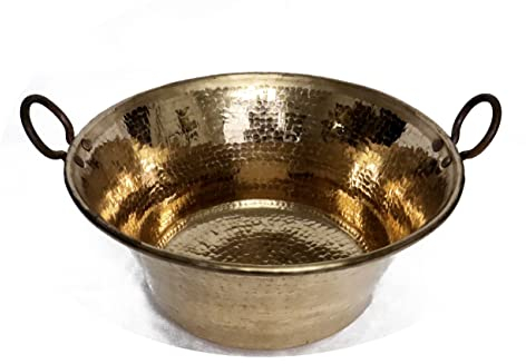 Cazo De Cobre, 16 Authentic Copper Pot, Heavy Duty Hammered Wok Jam Pan, Made in Mexico, Cooking Pot for Mexican Food