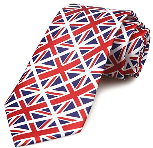 Rosiika Union Jack Krawatte – Britische Union Jack Flagge Krawatte – Königskrönung Hals Krawatte Fliege, Union Jack Krawatte 1, Einheitsgröße