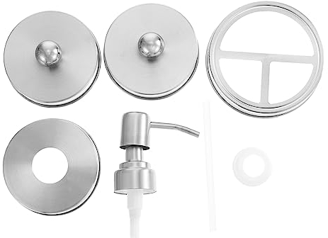 Cabilock 1 Set Pump Head sprout jar lid hand wash dispenser canning jar soap dispenser foaming soap dispenser Mason Types Jar Covers Push type shampoo pump Stainless steel