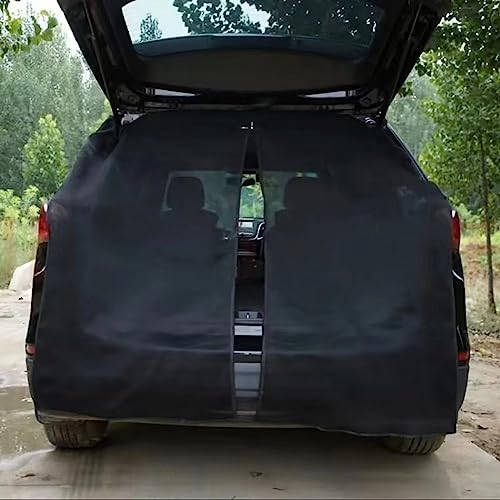 Heckklappe Flügeltür Kofferraumabdeckung Sonnenschutz, Moskitonetz Heckklappe Magnetisch, Fliegengitter Vorhang Heckscheibe für Auto, SUV, LKW, Wohnwagen, Camper, Wohnmobil, 160X150 cm