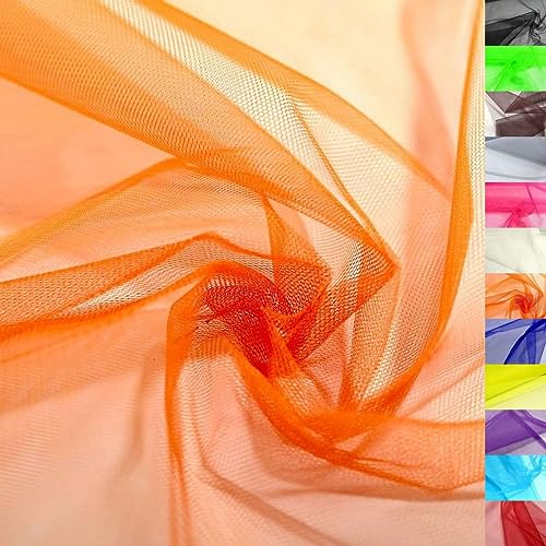 TOLKO Tüll Meterware für Vorhang Kleid Hochzeit Party Deko zum Nähen Dekorieren Basteln | feiner Netzstoff uni Tüllstoff als Dekostoff durchsichtig zart | 150cm breit Tüll Stoff Meterware (Lachs)