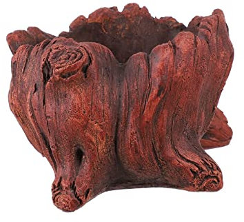 ABOOFAN 1pieza Maceta Decorativa De Cemento Diseño De Madera para Suculentas Contenedor De Plantas para Decoración De Hogar Oficina y Jardín