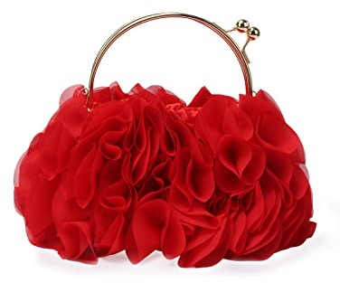 Jywmsc Bolsos de Embrague Florales para Mujer, Bolso de Noche de Flores de Satén, Bolsos de Fiesta de Graduación