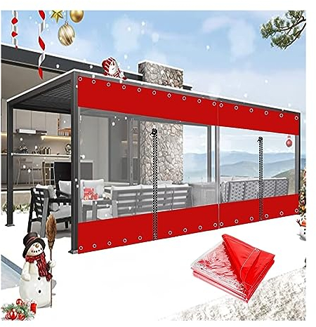 Pavillon Planen Seitenteile Mit Reißverschluss Tür, transparente Planen-Seitenwände, for Pergola, Terrasse, Veranda, Pavillon, Garten, Carport, mit Reißverschluss-Tür ( Size : H2.9xW9m/H9.5xW29.5ft )