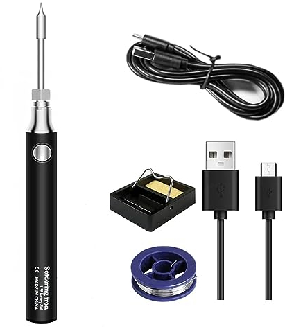 Mini Lötkolben Set,USB Akku Lötkolben mit Einstellbarer Temperatur,5V 8W Kabelloser Lötkolben Lötset (Schwarz)