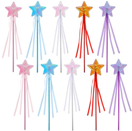 10 pièces étoile scintillante baguette magique pour fille,baguette magique princesse en forme d'étoile,mur magique fée pour enfants, Noël Halloween fête d'anniversaire décoration