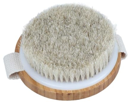 Körperbürste aus Bambus, Natürliche Trockenbürste, Rückenbürste | Beige Ausführung, Sanfte Peeling Funktion, für Trockenbürsten und Hautpflege, Unterstützt die Durchblutung