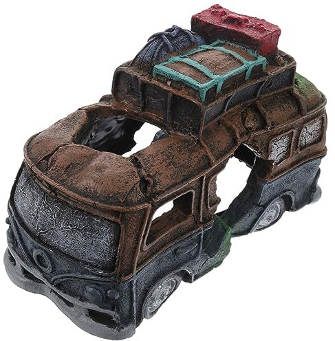 Beaupretty -Dekoration Busdekorationen Aus Harz Aquarienzubehör Aquarium Autowrack Dekor Aquarium-Auto-Statue Aquarium Versteck Gefälschter Fisch Schiffswrack-dekor Ornamente Felsen