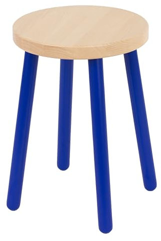 Spec-Wood Hocker Holz - Barhocker Holz - Kleiner Hocker - Küchenhocker - Blumenständer Holz - Couchtisch klein - Holz Deko - Pflanzenständer - Hocker Rund - Buche Natur/Blau