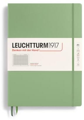 LEUCHTTURM1917 370262 Notizbuch Master Classic (A4+) Hardcover, 235 nummerierte Seiten, Salbei, kariert