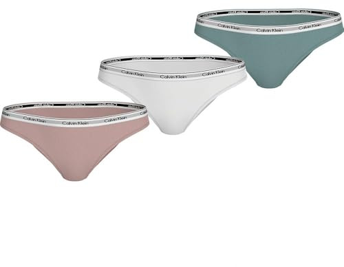 Calvin Klein Damen 3er Pack Slips Bikini Form Baumwolle mit Stretch, Mehrfarbig (Subdued/White/Zoni Beach), M