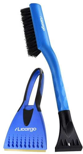 LICARGO® 2-teiliges Eiskratzer Set - Eiskratzer Auto mit Besen (41cm) & Eiskratzer mit Messingklinge - 41cm Auto Eiskratzer lang - Stabiler Scheibenkratzer Auto Schneebesen Auto lackschonend