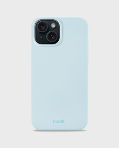 holdit Silikonhülle iPhone 15-0,8mm Ultra dünn Handyhülle Silikon - Trendy Slim Silicone case mit Voller Schutz (erhöhte Kante für Kameraschutz) - Mineral Blue